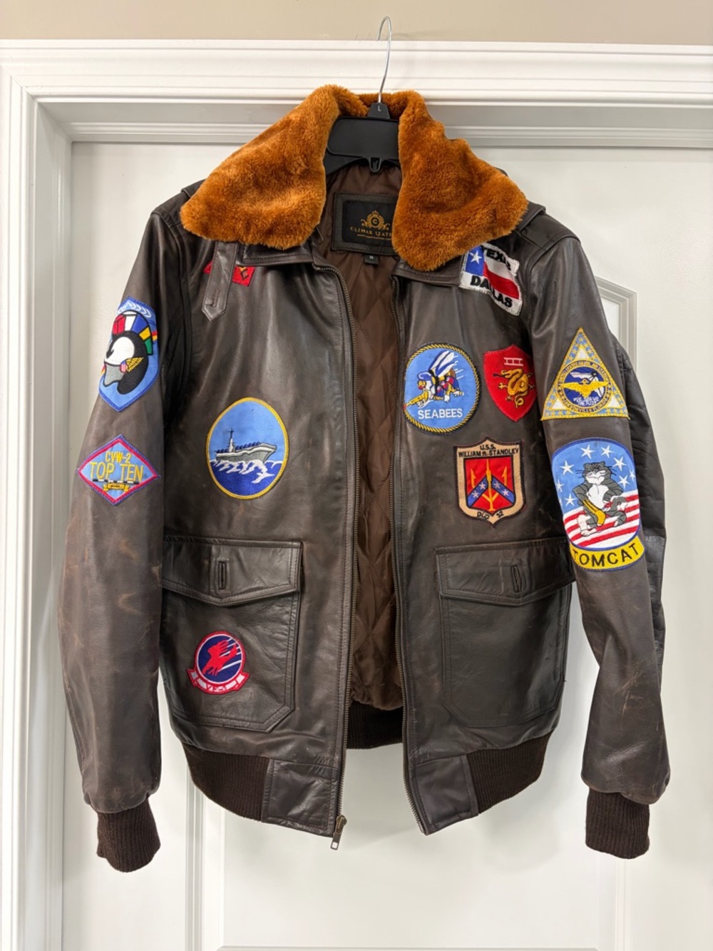 Real Leather Maverick Bomber Top Gun Jacket Medium